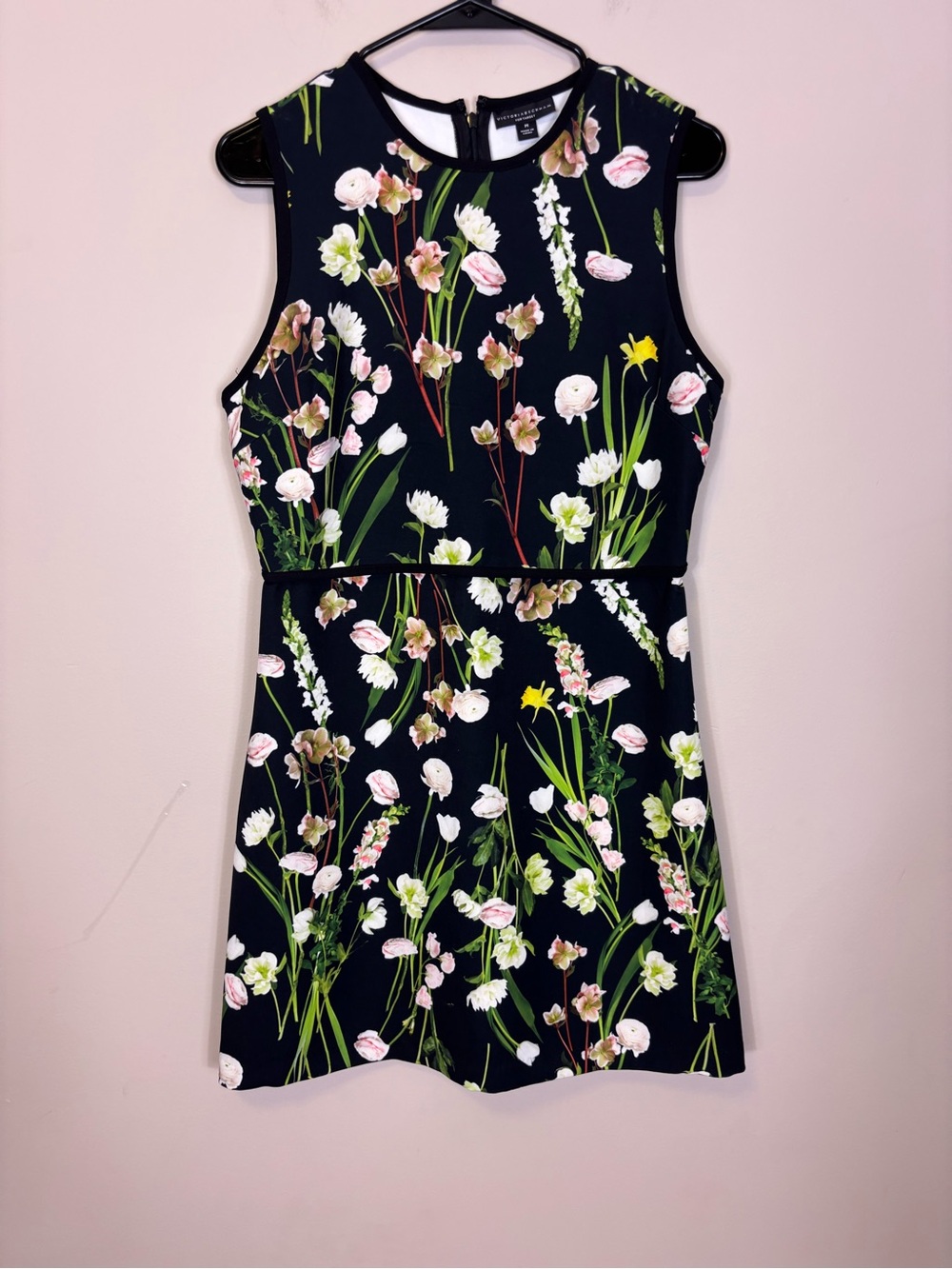 Victoria Beckham for Target Black Floral Sleeveless Dress Medium